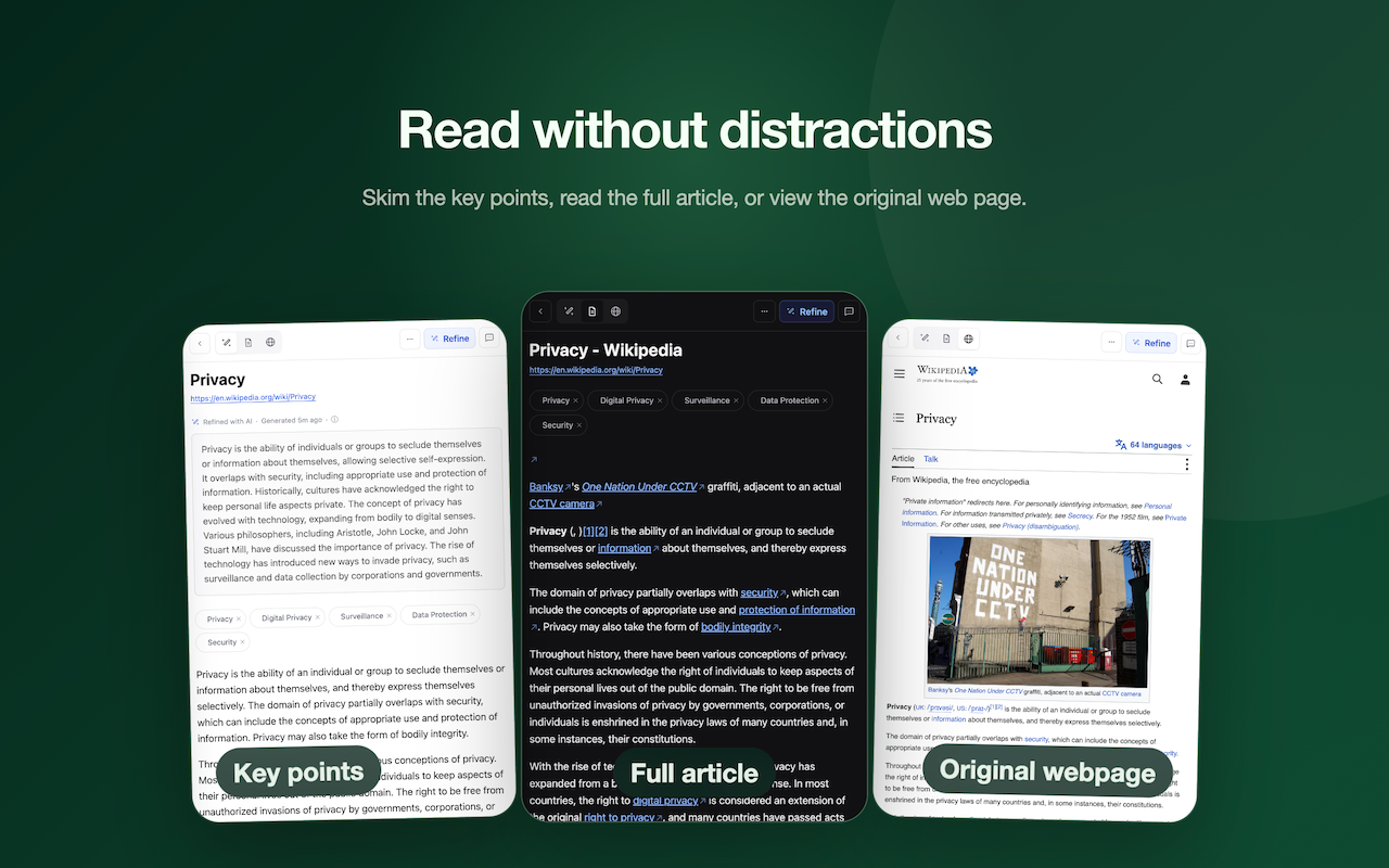 Turn Field focused reading workspace.