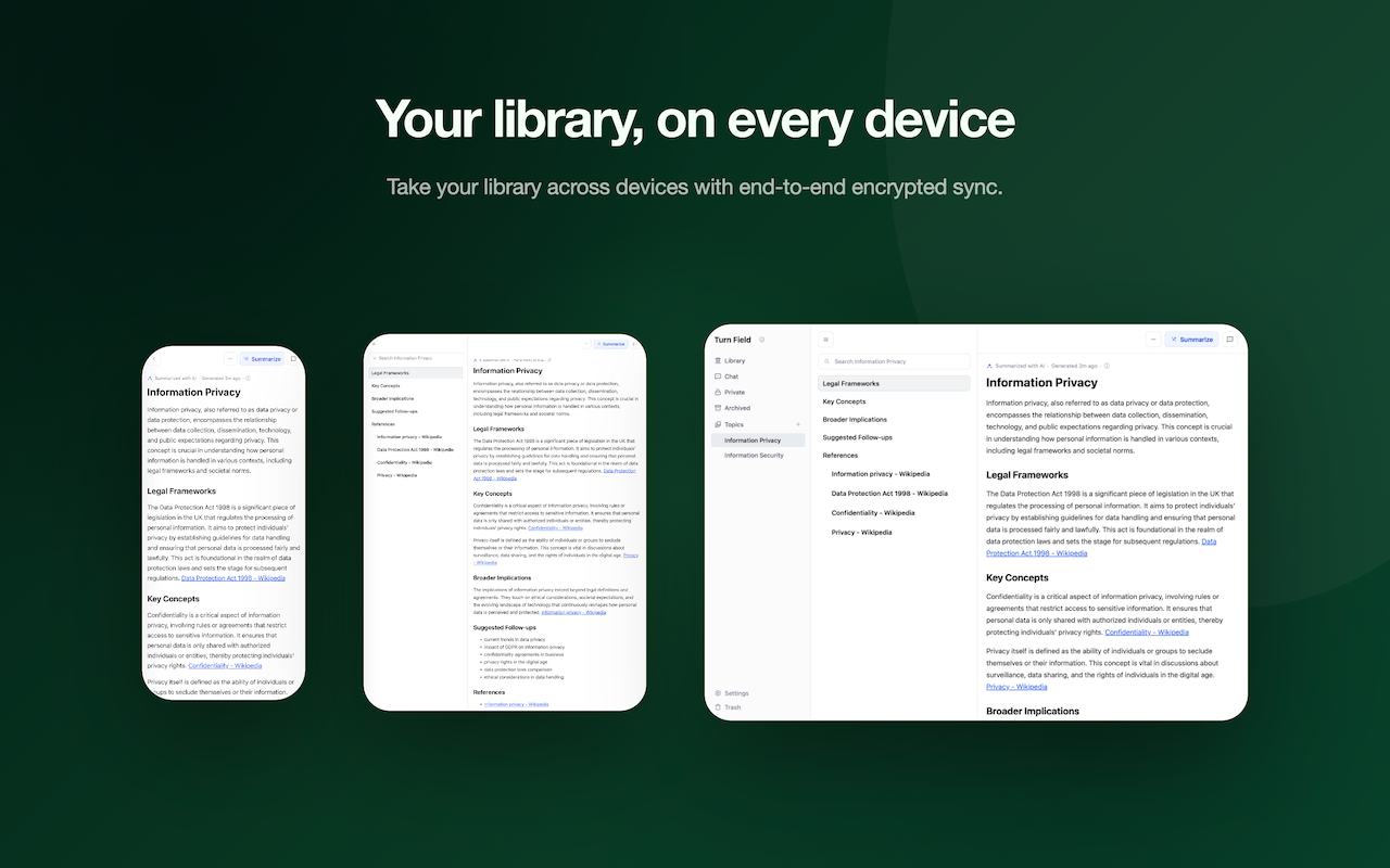 Turn Field library across devices.